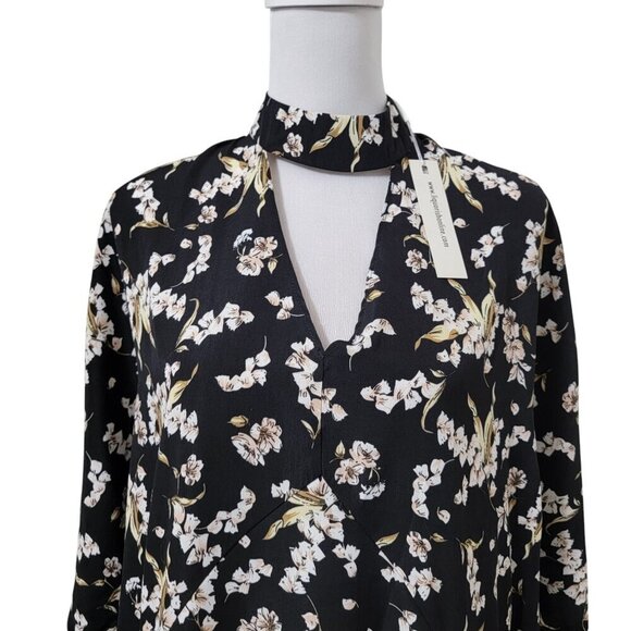 Liquorish Size 10/38 Black with Cream & Tan Floral Pattern Midi Dress, NEW w/Tag - Picture 2 of 12